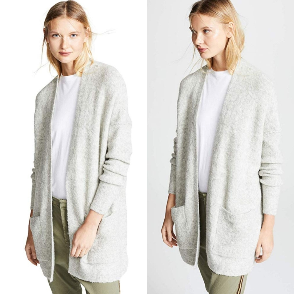 Wool blend cardigan in earl grey